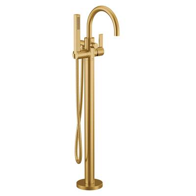 Moen 615BG- Cia One Handle Freestanding Floor Mount Tub Filler With Handshower In Brushed Gold
