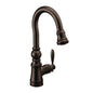 Moen S53004ORB- Weymouth Shepherd''s Hook Pulldown Kitchen Bar Faucet Featuring Metal Wand with Power Clean, Oil-Rubbed Bronze