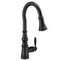 Moen S73004EVBL- Weymouth Smart Faucet Touchless Pull Down Sprayer Kitchen Faucet With Voice Control And Power Boost, Matte Black