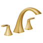 Moen T693BG- Voss 2-Handle Deck-Mount High-Arc Roman Tub Faucet Trim Kit in Brushed Gold (Valve Not Included)