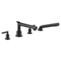 Moen TS93004BL- Arris 2-Handle Deck Mount Modern Roman Tub Faucet Trim Kit, Valve Required, Including Single Function Handshower, Matte Black