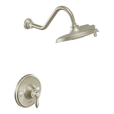 Moen TS32102BN- Weymouth Posi-Temp Shower Trim Kit, Valve Required, including 9-Inch 2-Spray Rainshower, Brushed Nickel