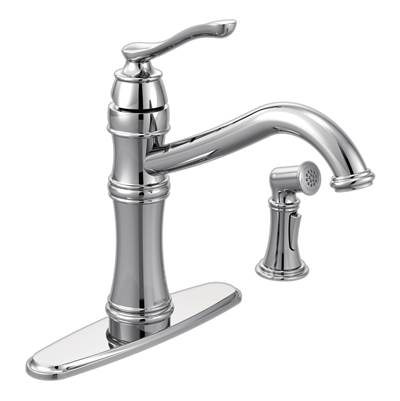Moen 7245C- Belfield Single-Handle Standard Kitchen Faucet with Side Sprayer in Chrome