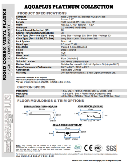 Chelsea - AQUAPLUS PLATINUM 9mm SPC Vinyl Flooring