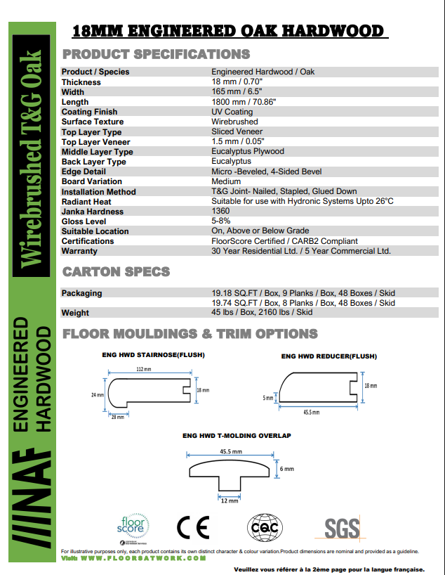 Country Brown - NAF 6.5''x 18mm OAK Engineered Hardwood