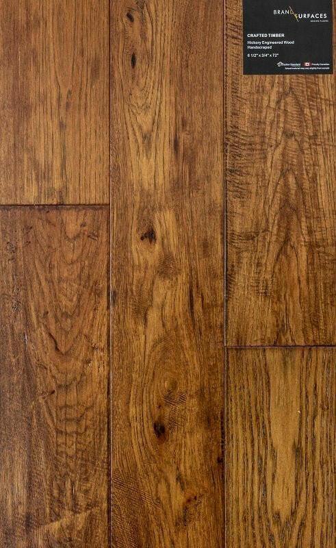 Crafted Timber - BRAND SURFACES 6 1/2" Hickory Engineered Hardwood Canadian Standard Flooring