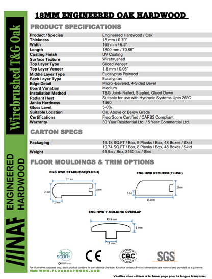 Florence - NAF 6.5''x 18mm OAK Engineered Hardwood