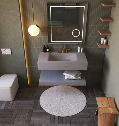 Grey Floating Vanity with Integrated Stone Sink – 32"/36"/40"