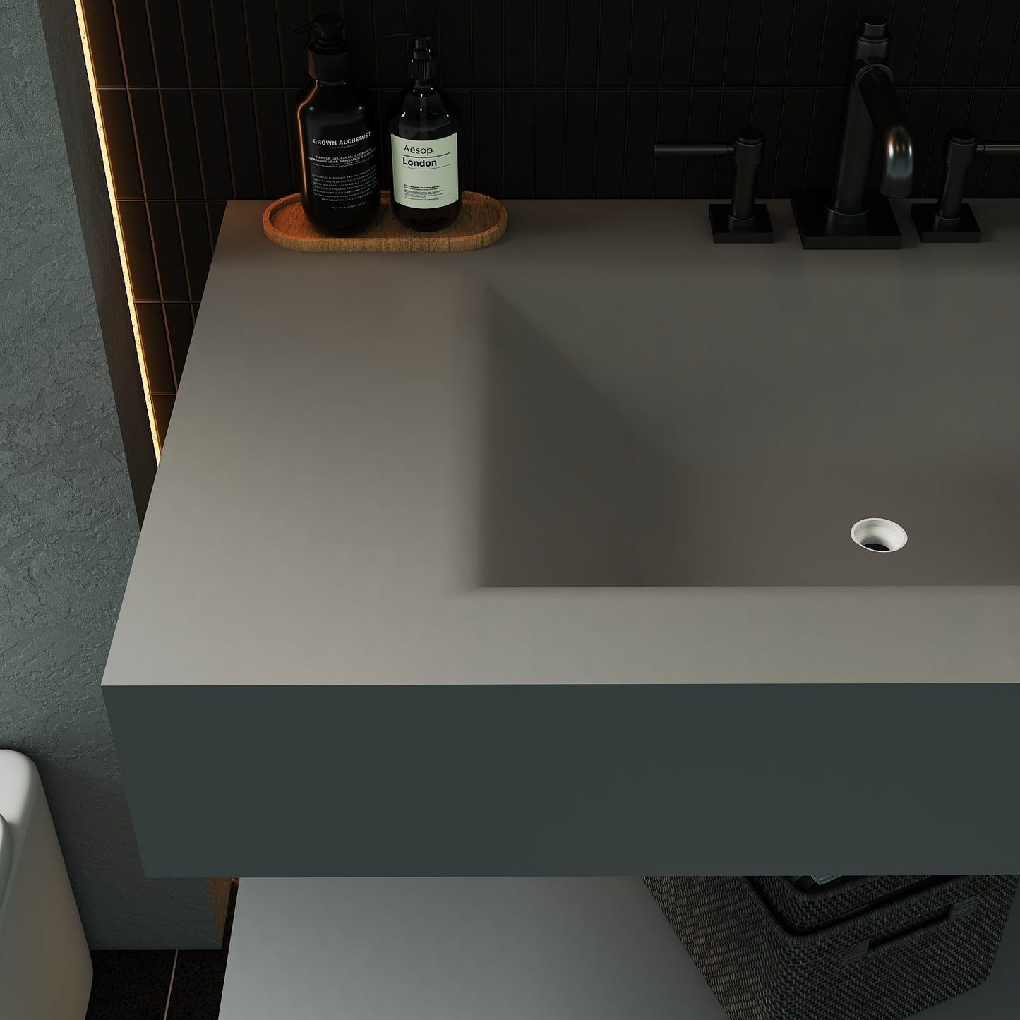 Grey Floating Vanity with Integrated Stone Sink – 32"/36"/40"