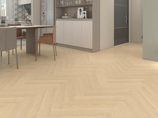 H01 Prestige Natural - Woden Flooring 7mm SPC Vinyl Herringbone Collection