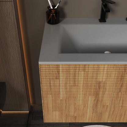 Linea Floating Vanity – Seamless Curved Stone Top, 36"