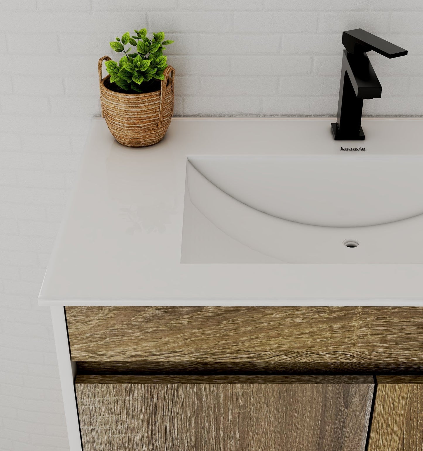 Modern Floating Vanity 24"/28"/30" – Narrow Depth 18", Ceramic Sink