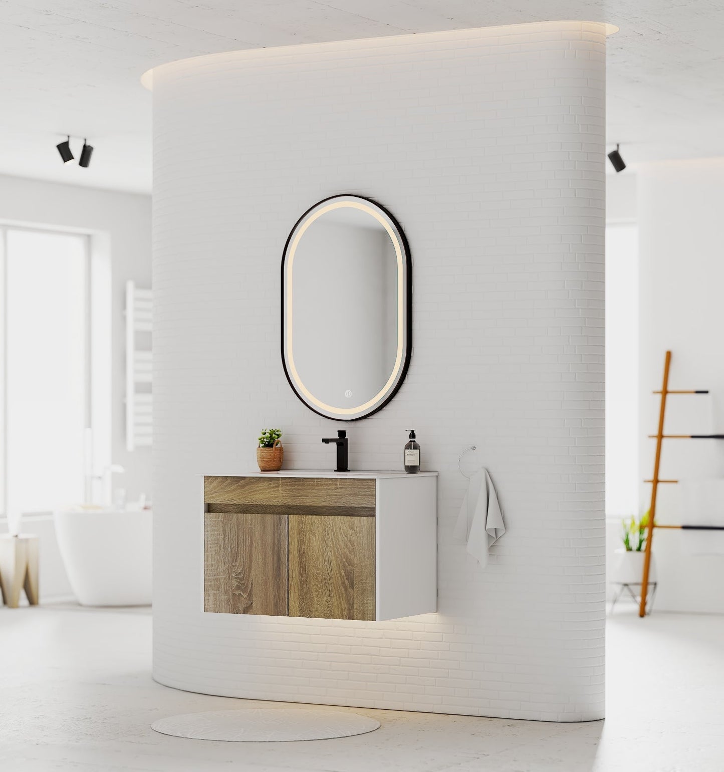 Modern Floating Vanity 24"/28"/30" – Narrow Depth 18", Ceramic Sink