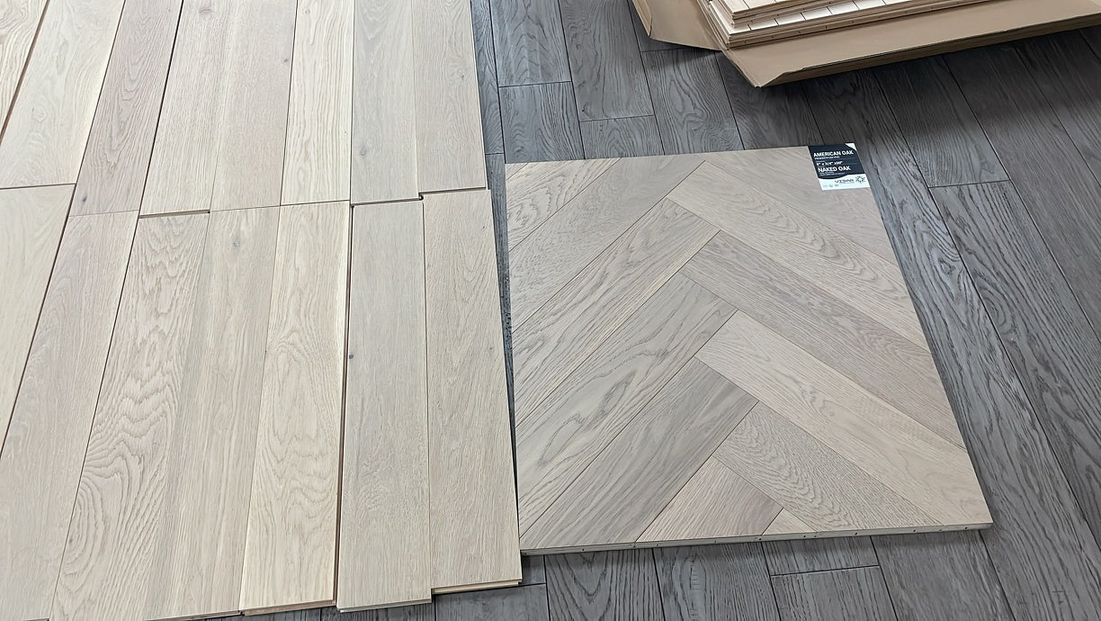 Naked Oak - Vidar Herringbone 5" x 3/4" American Oak Engineered Hardwood T&G