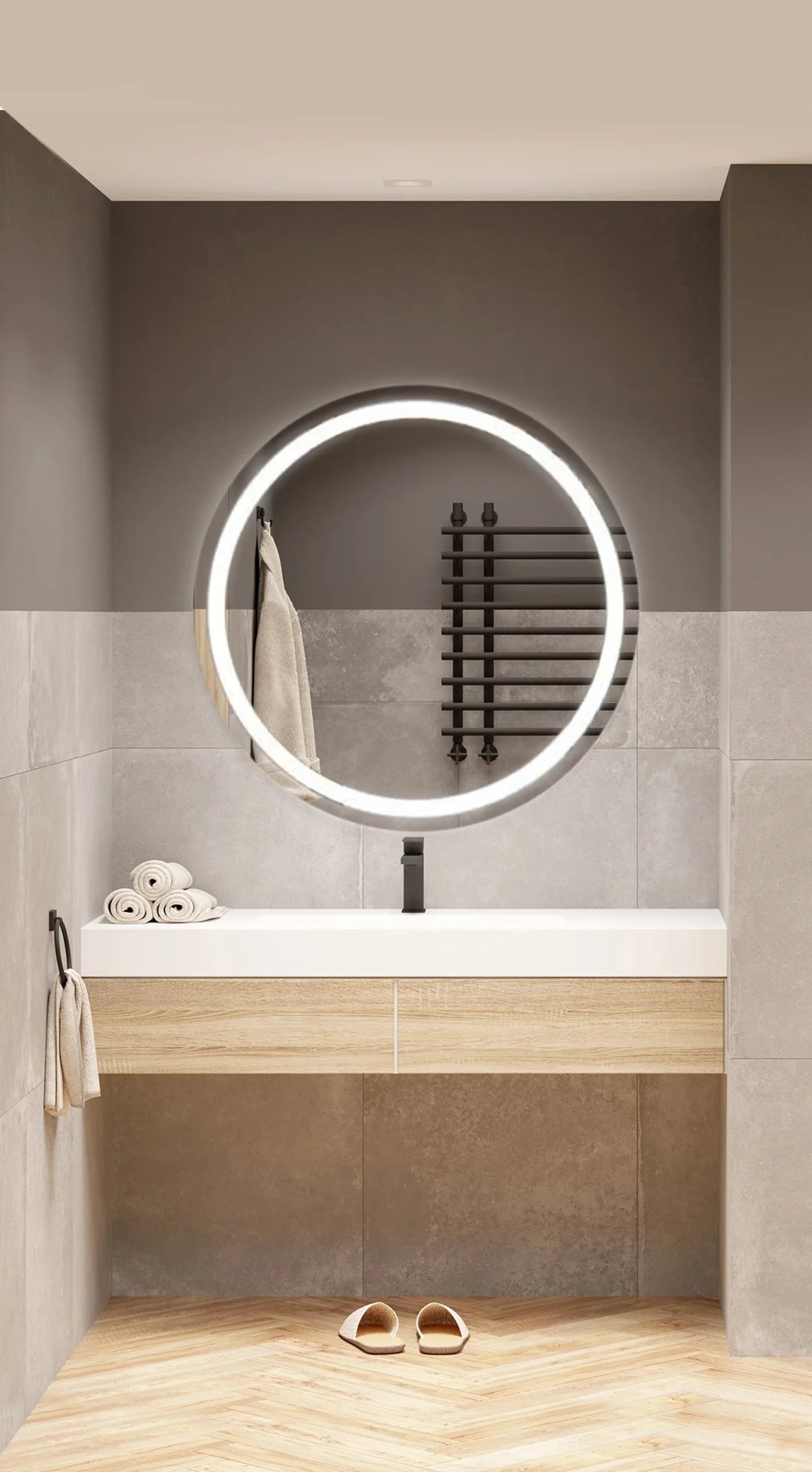 Orbit Collection - Aqua Mirrors Round Front-lit LED Mirror