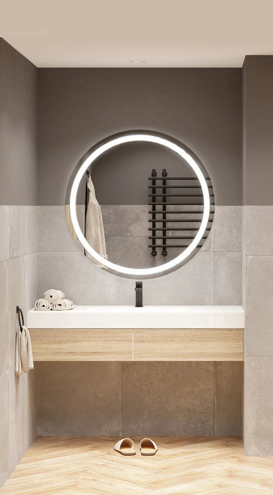 Orbit Collection - Aqua Mirrors Round Front-lit LED Mirror