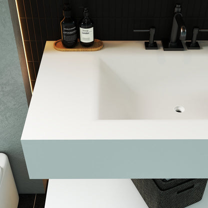 Pure White Minimalist Hotel Style Floating Vanity with Integrated Engineered Stone Basin – 32" / 36" / 40"