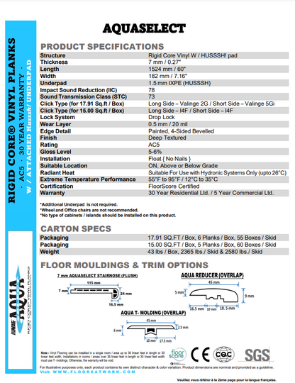 SAUBLE BEACH - AQUAPLUS Select 7mm SPC Vinyl Flooring