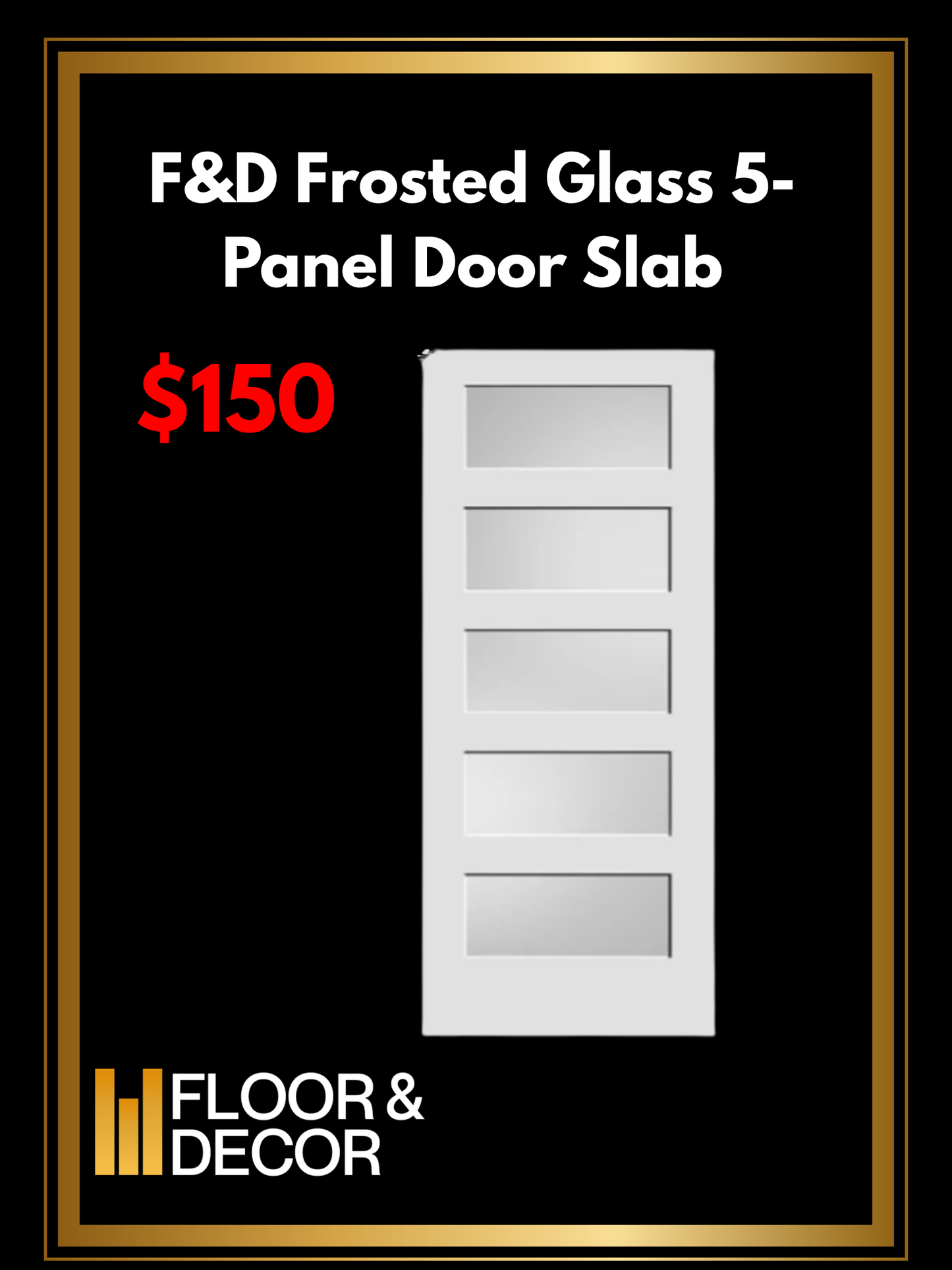 F&D Frosted Glass 5-Panel Door Slab (866584)