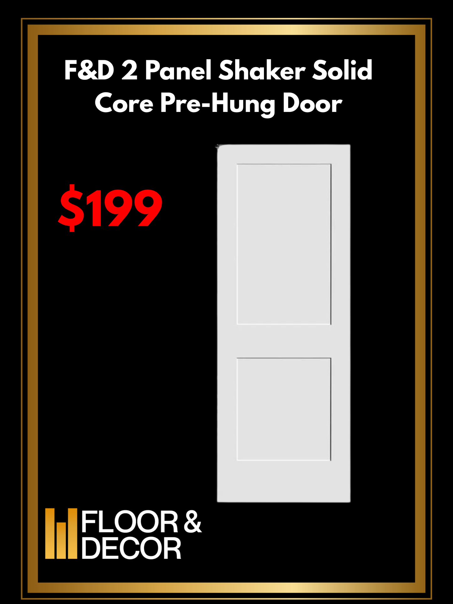 F&D 2 Panel Shaker Solid Core Pre-Hung Door (12366)