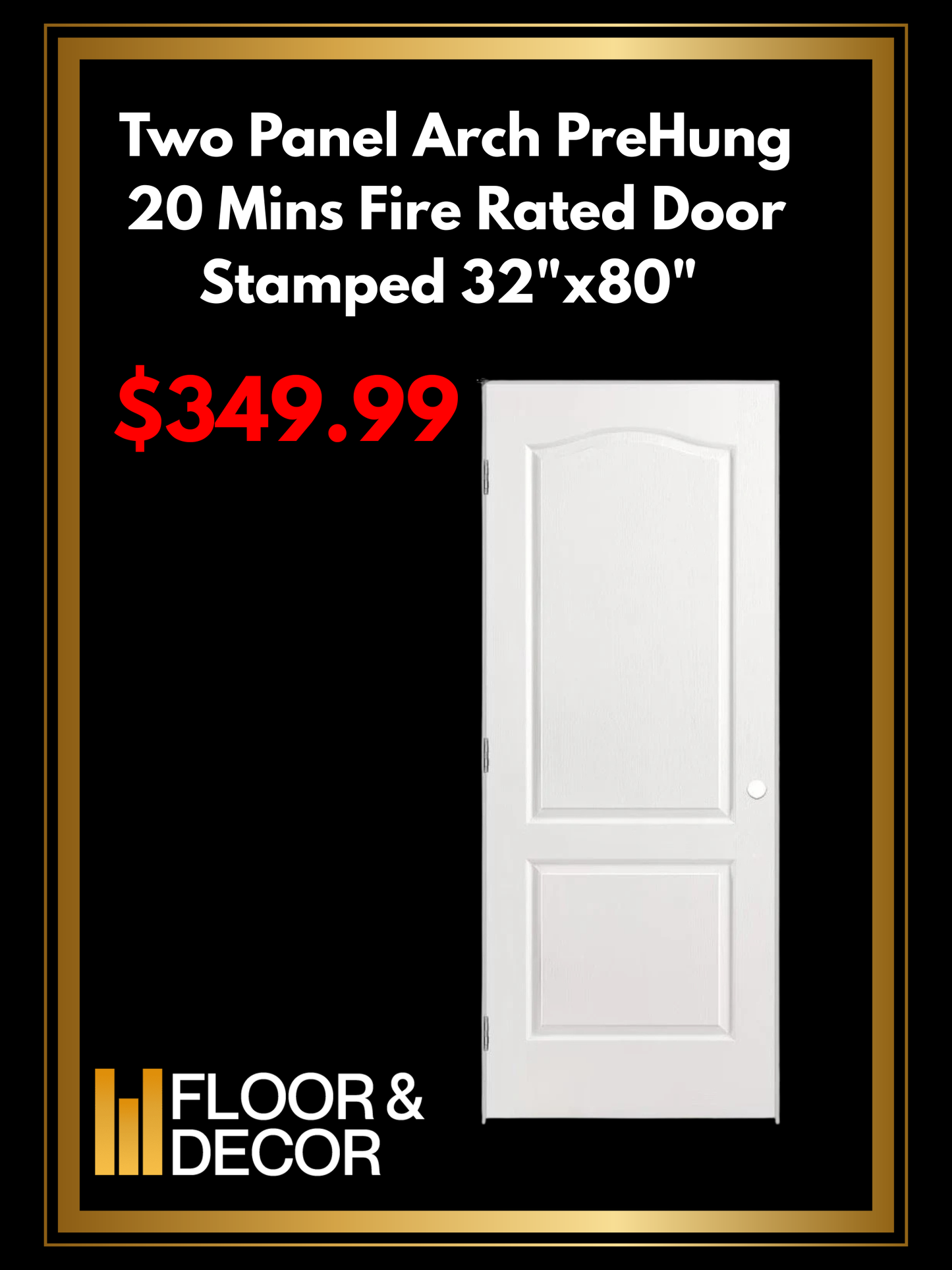 Two Panel Arch PreHung 20 Mins Fire Rated Door Stamped (FRD-2PA-09)