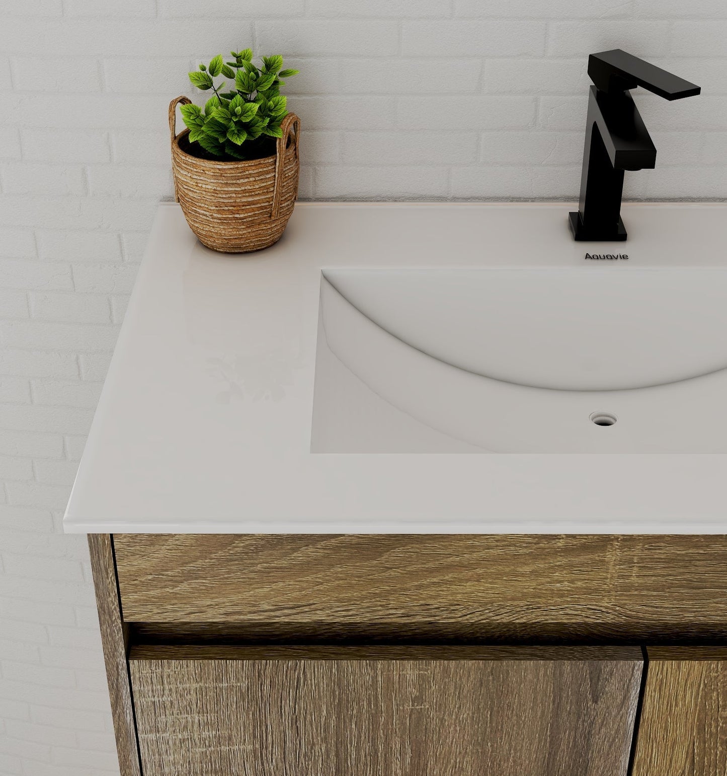 Slim 18" Deep Floating Bathroom Vanity with Integrated Ceramic Sink – 24"/28"/30"/32"