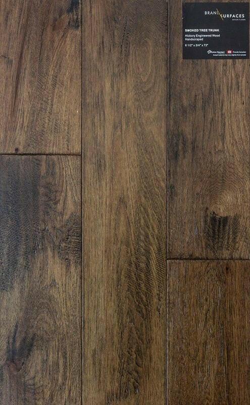Smoked Tree Trunk - BRAND SURFACES 6 1/2" Hickory Engineered Hardwood Canadian Standard Flooring