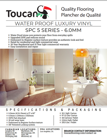 TFSPC502-F - Toucan 5 Series 6mm Vinyl Flooring