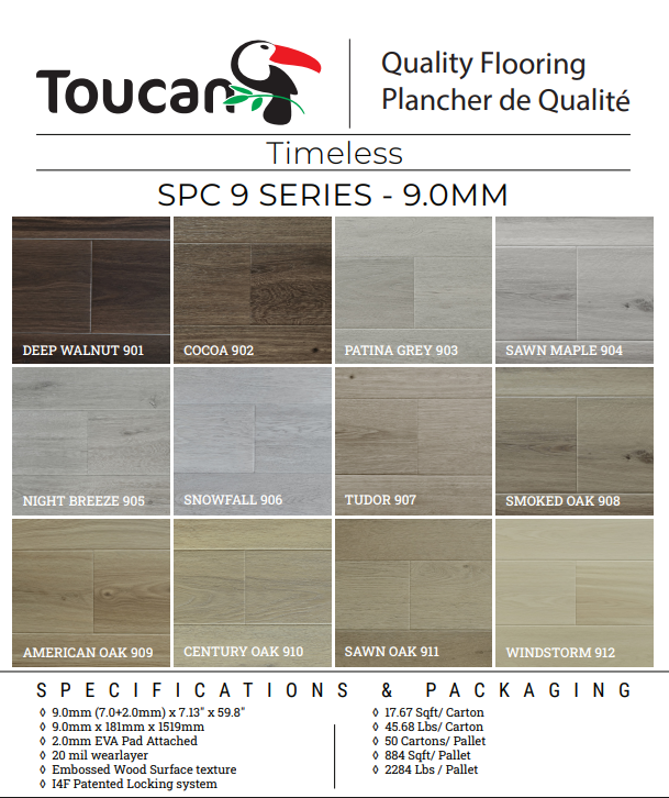TFSPC906 Snowfall - Toucan 9 Series 9mm Vinyl Flooring