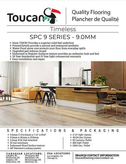 TFSPC908 Smoked Oak - Toucan 9 Series 9mm Vinyl Flooring